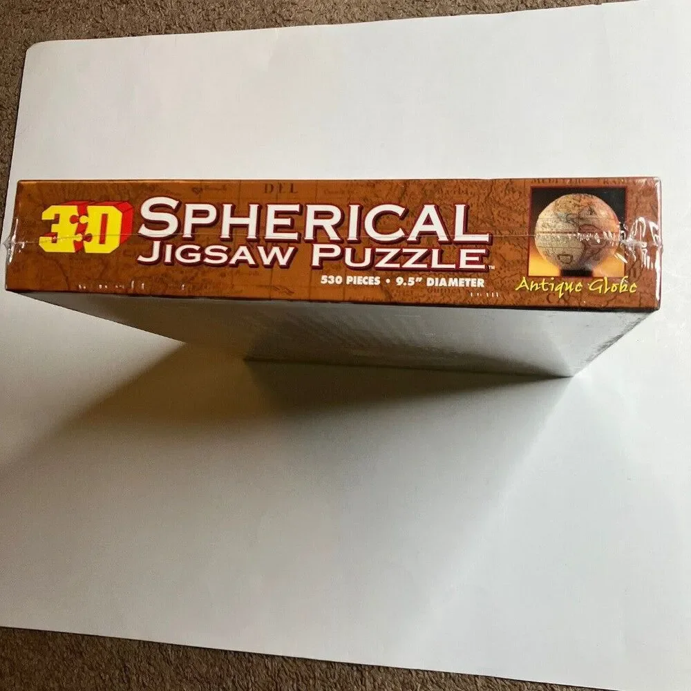 New/Sealed 1998 3D Spherical Jigsaw Puzzle Antique Globe 530 Pieces 9.5